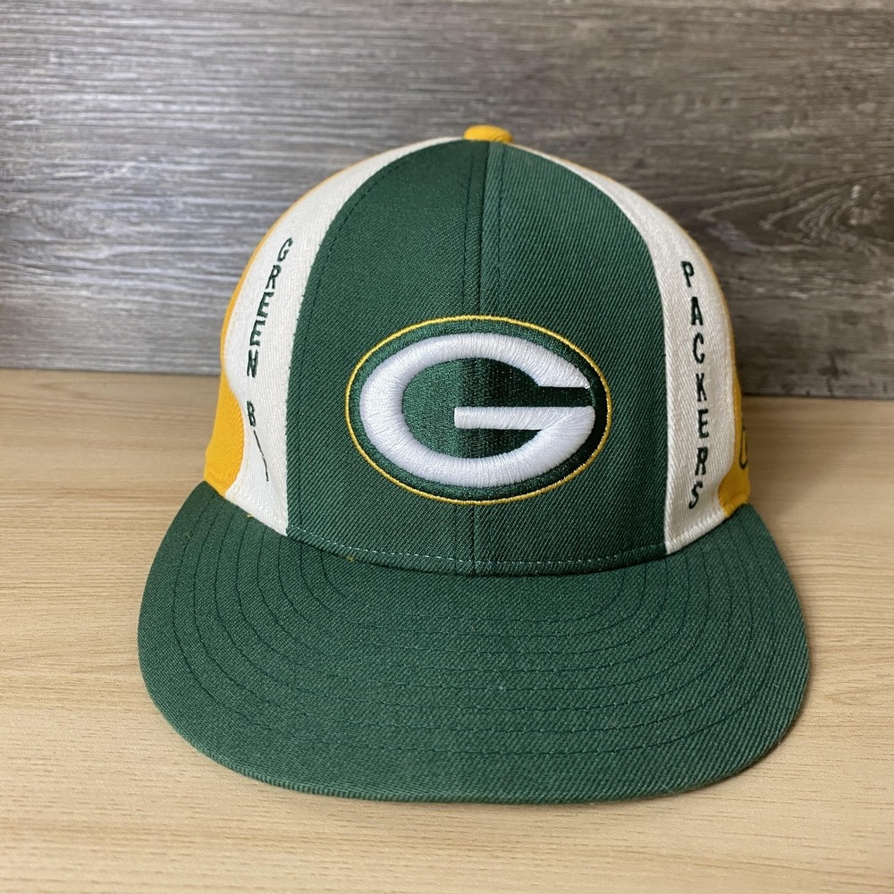 Green Bay Packers Hat Cap Fitted Mens 7 1/8 Green Yellow NFL Football Reebok